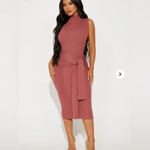 Sleeveless Mauve Sweater Midi Dress